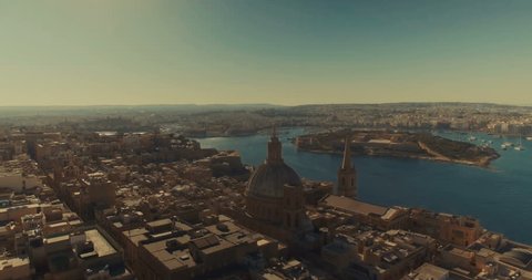 Cinematic Aerial shot of Valletta