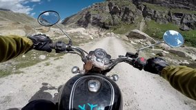 Beautiful motorcycle riding around scenic mountains in India