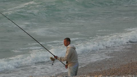 Old Fisherman With Rod Comfortably Stock Footage Video 100 Royalty Free 21581839 Shutterstock