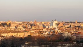 The view from the Janiculum Hill (Gianicolo) Sunset Rome Italy timelapse.