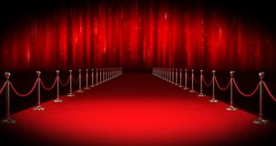 Digitally generated video of red carpet with text and the winners are