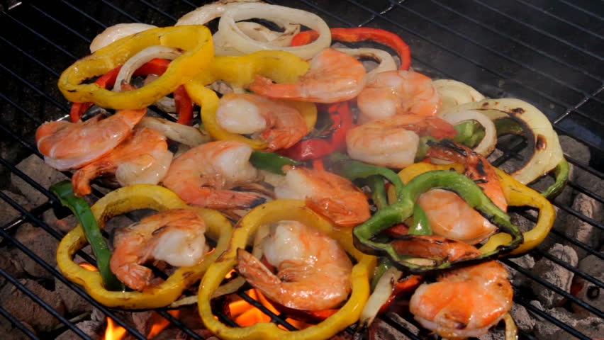 grilled shrimp and vegetables