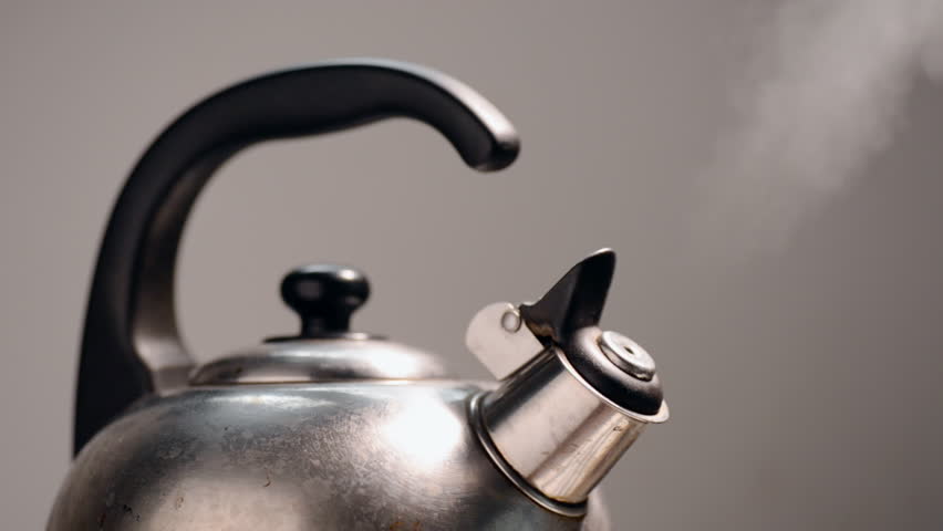 Kettle Boiling and Whistle Sound Stock 