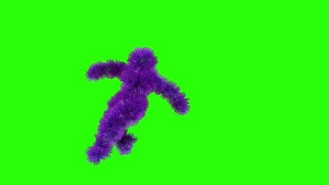 Colorful character break dancing against greeen screen Background