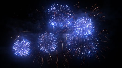 A set of slow motion fireworks on black background, isolated sequence animation without cropping, collage of colorful fireworks exploding in the night sky.