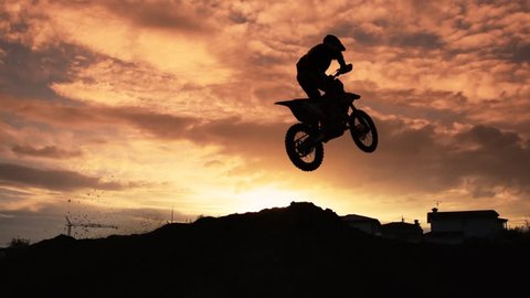 Motocross at Orange Sunset Super Slow Motion