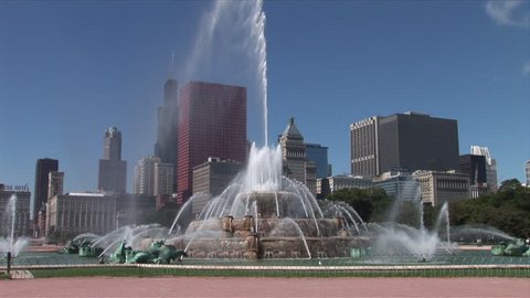 Chicago, IL - CIRCA September 2007: Zoom in of the Buckingham Memorial Fountain in Grant park as seen during the day 