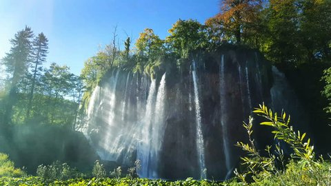Waterfall in Croatia on a sunny day