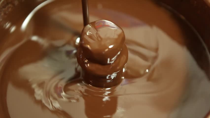melted chocolate in a mixer