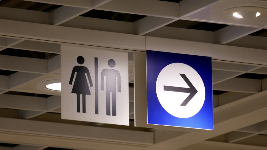 Motion of man and woman washroom logo inside Ikea store with 4k resolution