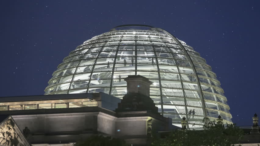BERLIN, GERMANY - CIRCA 2012: Timelapse of the Glass Dome German Reichstag in