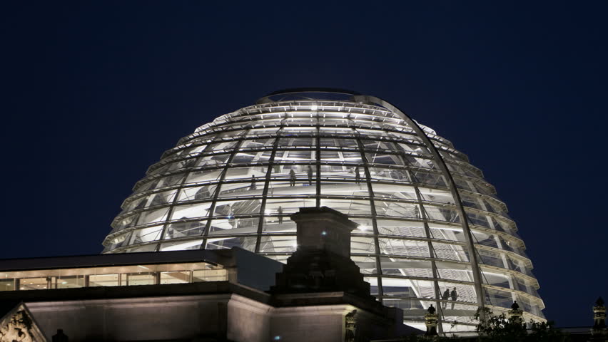 BERLIN, GERMANY - CIRCA 2012: Timelapse of the Glass Dome German Reichstag in