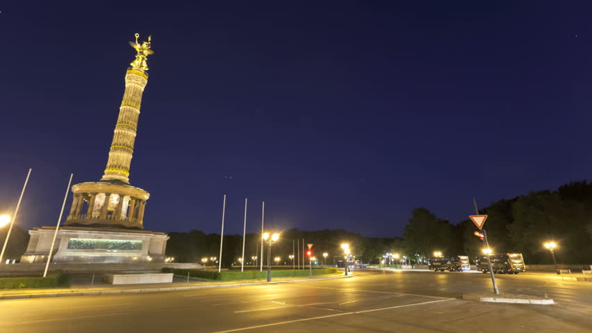 BERLIN, GERMANY - 5. MAY 2012 Timelapse at twilight of the rotary traffic at the
