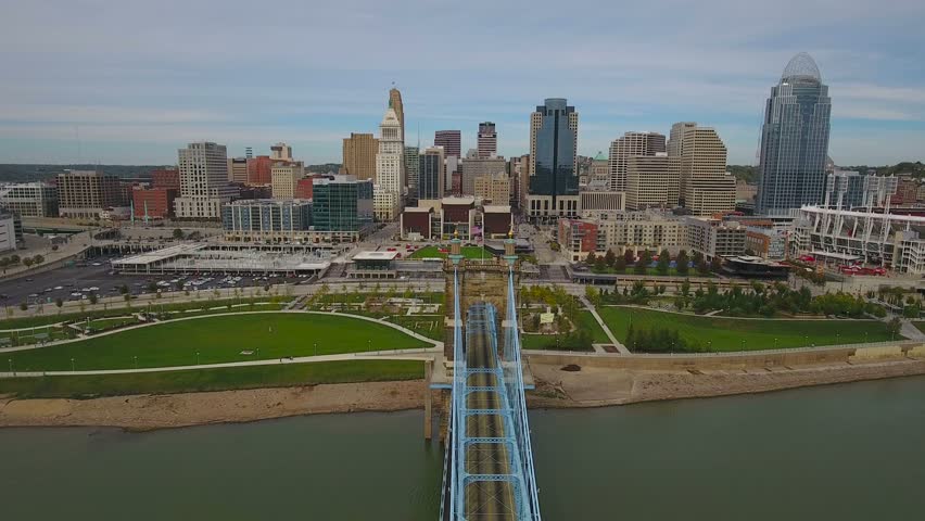 Lights on the suspension bridge in Cincinnati, Ohio image - Free stock ...
