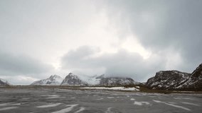 Lofoten islands. Beautiful Norway landscape. Time Lapse.