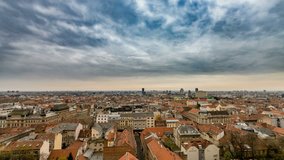 Zagreb Skyline timelapse during spring video in 4K. Croatia zagreb cityscape.