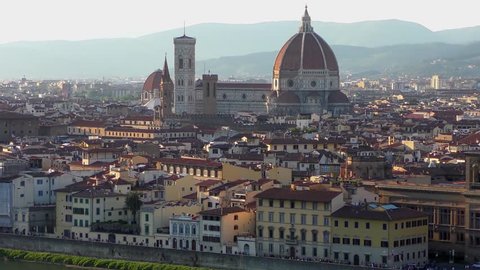 Florence before sunset, as seen from Piazzale Michelangelo, 4K footage