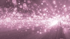 Glittering purpe particle background. Beautiful pink background with flying particles. Seamless loop.