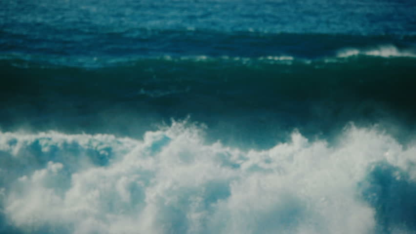 Sea ocean coast waves. Wild Pacific nature background. Blue sea water splash. Big ocean wave break crash rush. Wind storm water spray. Surfing waves stormy swell. Huge windy weather. Sea travel nature Royalty-Free Stock Footage #25484495