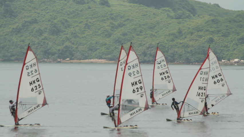 HONG KONG - AUGUST 28: Windsurfing training in Hong Kong on August 28, 2011 in