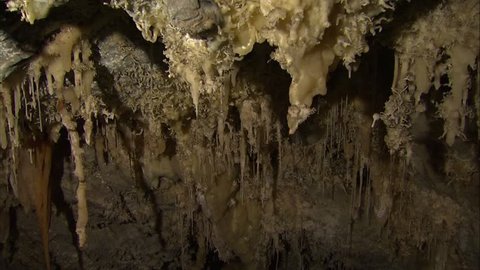 Cave with lots of small stalactites with rough texture