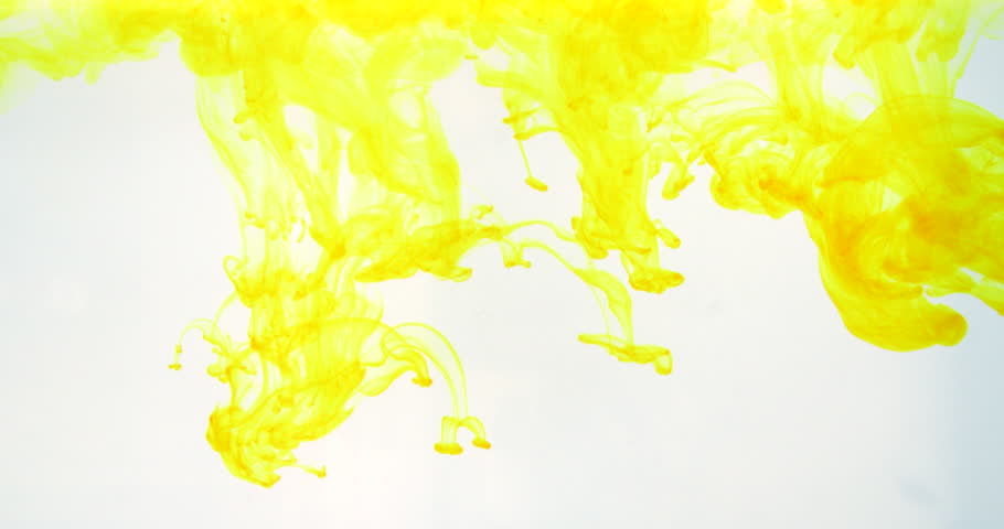 yellow ink falling water on white Arkivvideomateriale (100 % ...
