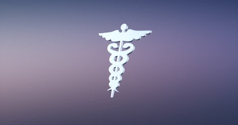 Animated Caduceus Silver 3d Icon Loop Modules for edit with alpha matte