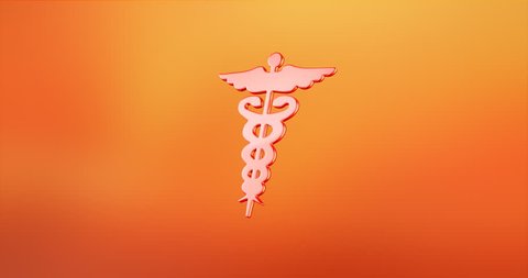 Animated Caduceus Red 3d Icon Loop Modules for edit with alpha matte