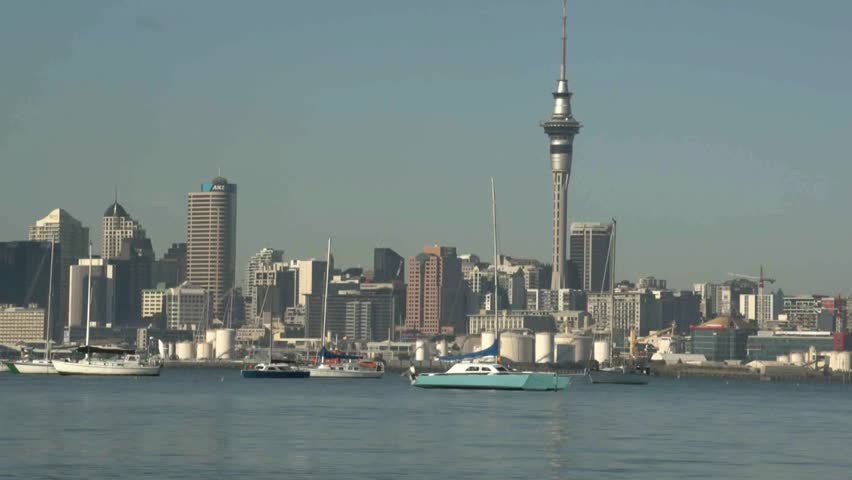 AUCKLAND, NEW ZEALAND - CIRCA JULY 2012: Boats moored in Auckland harbour with