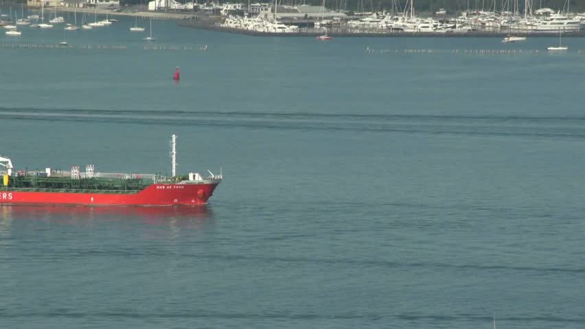 AUCKLAND, NEW ZEALAND - CIRCA JULY 2012: large ship navigating within the