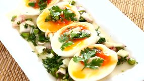 salad with medium-boiled eggs  - Powered by Shutterstock - Get 15% off with code: PIKWIZARD15