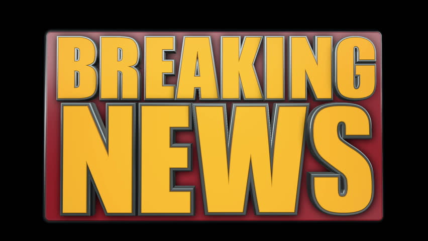 A BREAKING NEWS animated title graphic. With luma matte.