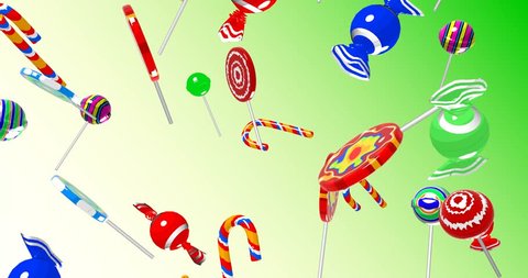 3D illustration animation with alpha, Candy Falling cartoon