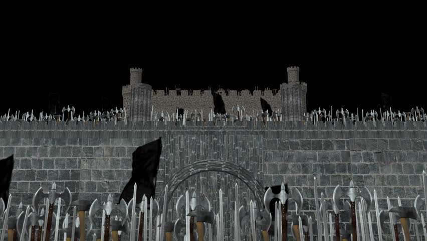 Massive Medieval Army of Vikings Invading into a Castle in Alpha Channel