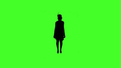 charleston girl dancer silhouette on green screen 