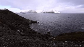 Lofoten islands. Beautiful Norway landscape. Beautiful Norway spring landscape. Slow Motion HD Footage. 