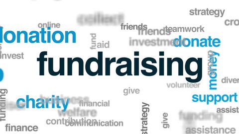 Fundraising animated word cloud, text design animation.