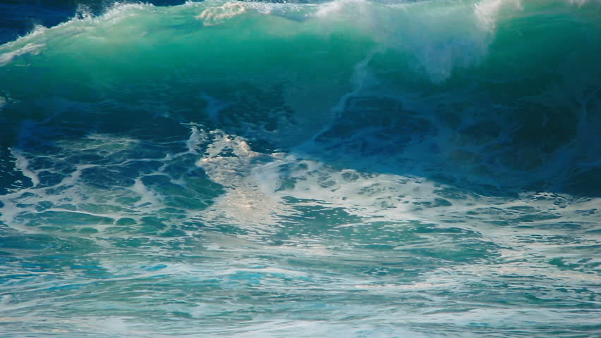 Ocean wave in slow motion, big huge giant extreme surf sea wave, break, crash, spray, splash of waves water. Blue wave nature power background. Epic rough big storm barrel ocean wave slow crash video | Shutterstock HD Video #25569599