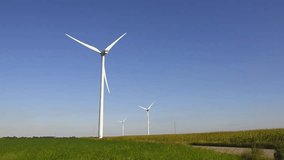 Rural landscape with working wind turbine. Netherlands