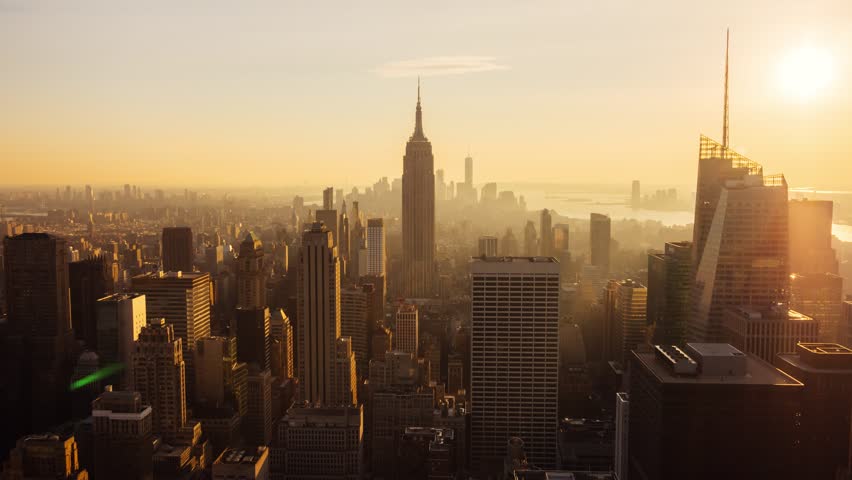 Timelapse of sunset over Manhattan Royalty-Free Stock Footage #25576613