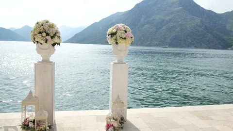 Wedding ceremony on the shore of Lake Como in Italy
