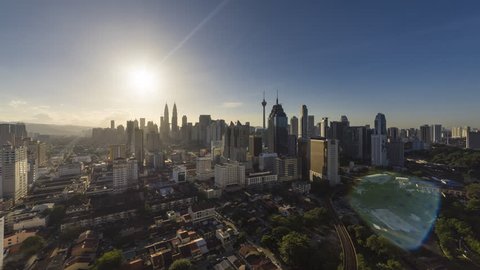 Time lapse: Beautiful and clear Kuala Lumpur city view during day to night overlooking the city skyline.