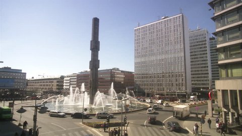 STOCKHOLM, SWEDEN - JULY 2009: View of roundabout at Sergels torg  Editorial Stock Video
