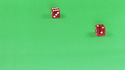 Dice on green background, throws eight