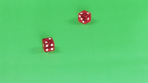 Dice on green background, throws double two