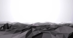 Low Poly Mountain Landscape Fly Over Animated 4k Rendered Intro Video in Grey