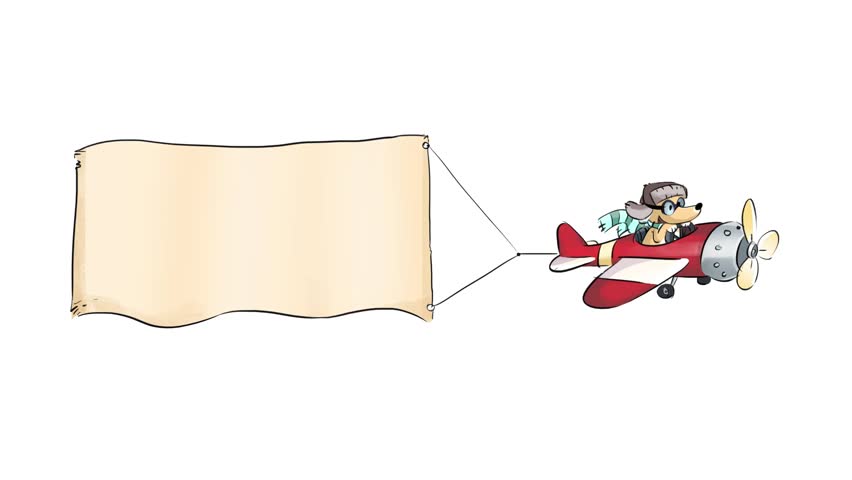 Airplane with banner with white background