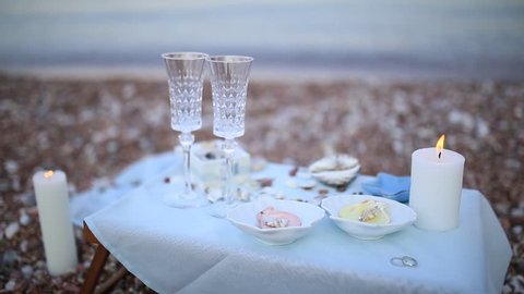 decorated wedding champagne glasses Stock Footage Video (100% Royalty