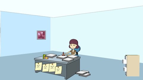 Exploding File Cabinet (Office Workload). Animation.