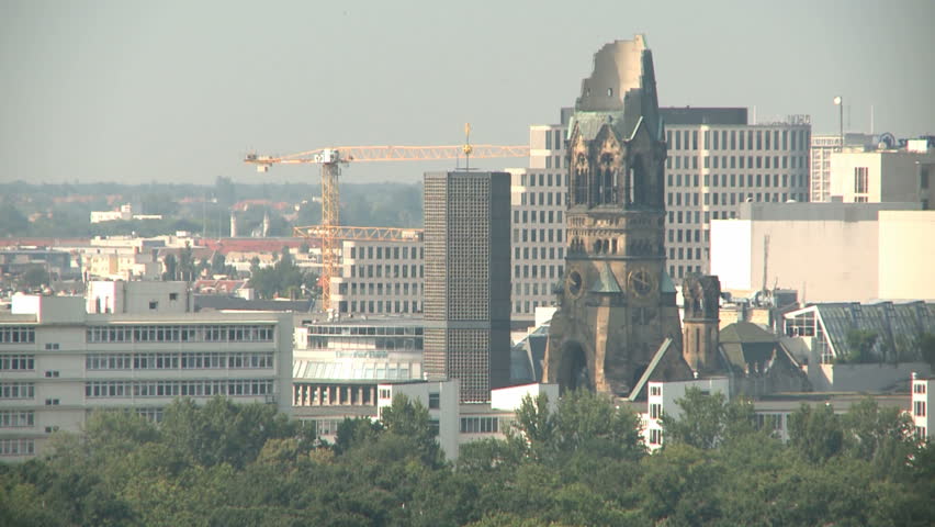 Aerial View of Berlin Buildings and the Emperor William Memorial Church behind